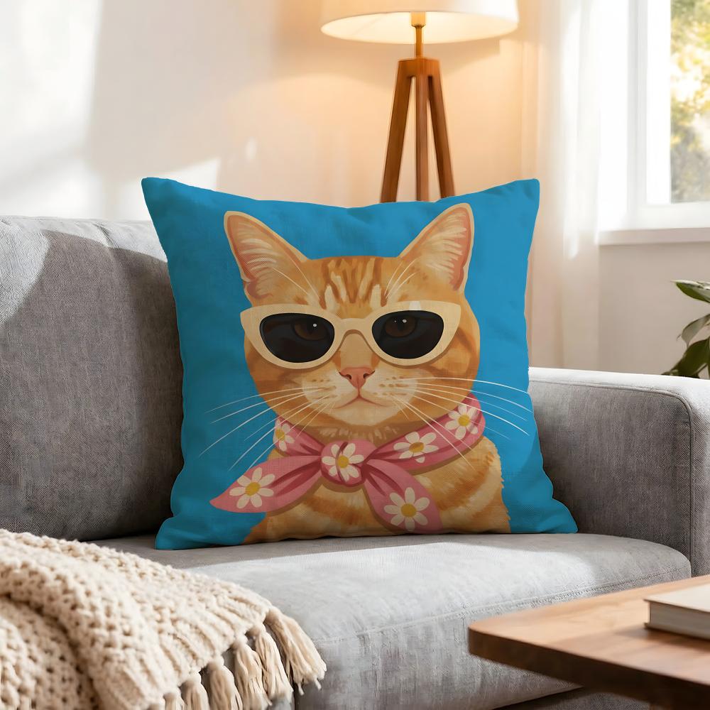 Animal a cat with glasses Cushion Cover Pcs Decorative Covers Soft Cushion Case for Sofa Couch Decor x x Pillowcases