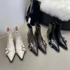 Fashion Designer Pointed Toe Women Ankle Boots Fashion Thick Heel Slimming Short Booties Autumn Winter Female Shoes