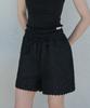 OPENING SUNSHINE Floral Embossed Lace Detail Elastic Waist Shorts Black