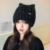 Шапка с кошачьими ушками Y2k Ветрозащитная женская шапка-бини Модная вязаная шапка-пуловер для девочек