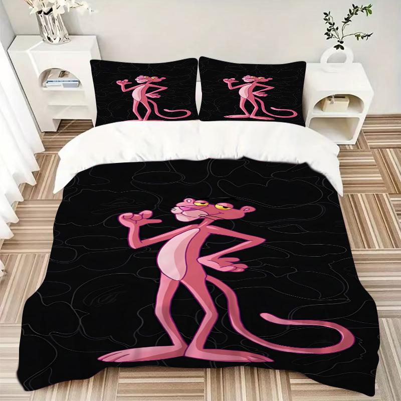 3Pcs Pink Panther Pose Bedding Sets For All Sizes New 3D Printed Bed Cover Comforter Duvet Cover Pillowcase Bedroom Decoration