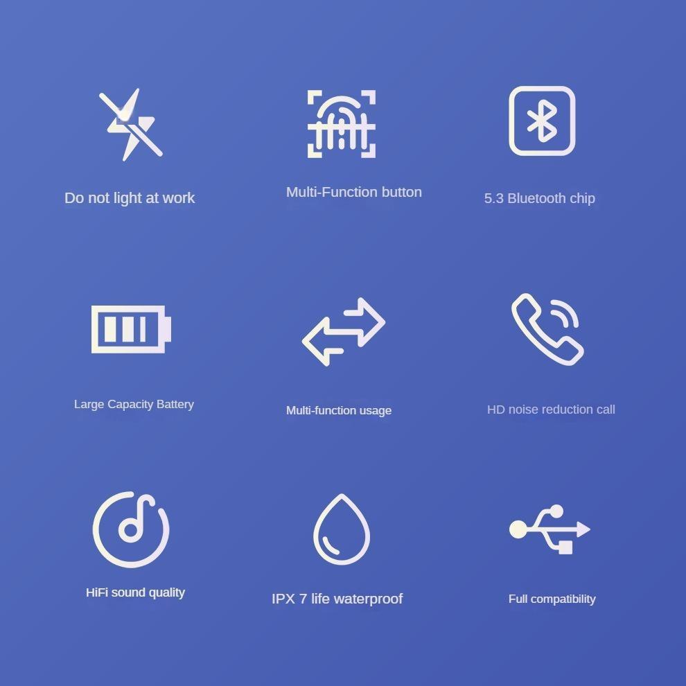 Mini Invisible Wireless Earphone Bluetooth 5.3 In-ear Headphones Noise Reduction HiFi Stereo Earbuds with Microphone TWS Headset