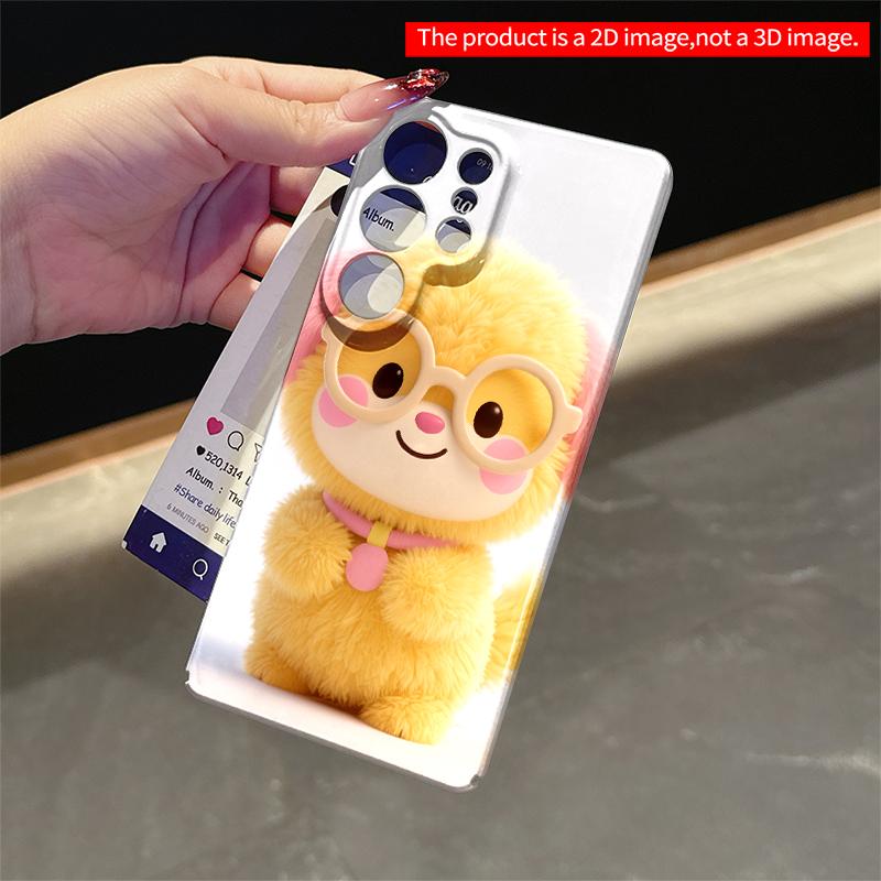 2DFlat Samsung phone case Cute Yellow Puppy with Glasses Phone Case Applicable to Galaxy S22 S23 S24 S25ULTRA S26 A12 A13 A14 A15 A16
