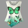 Stylish Women Sleeveless Butterfly Print Lace Patchwork T-shirt For Summer Chic