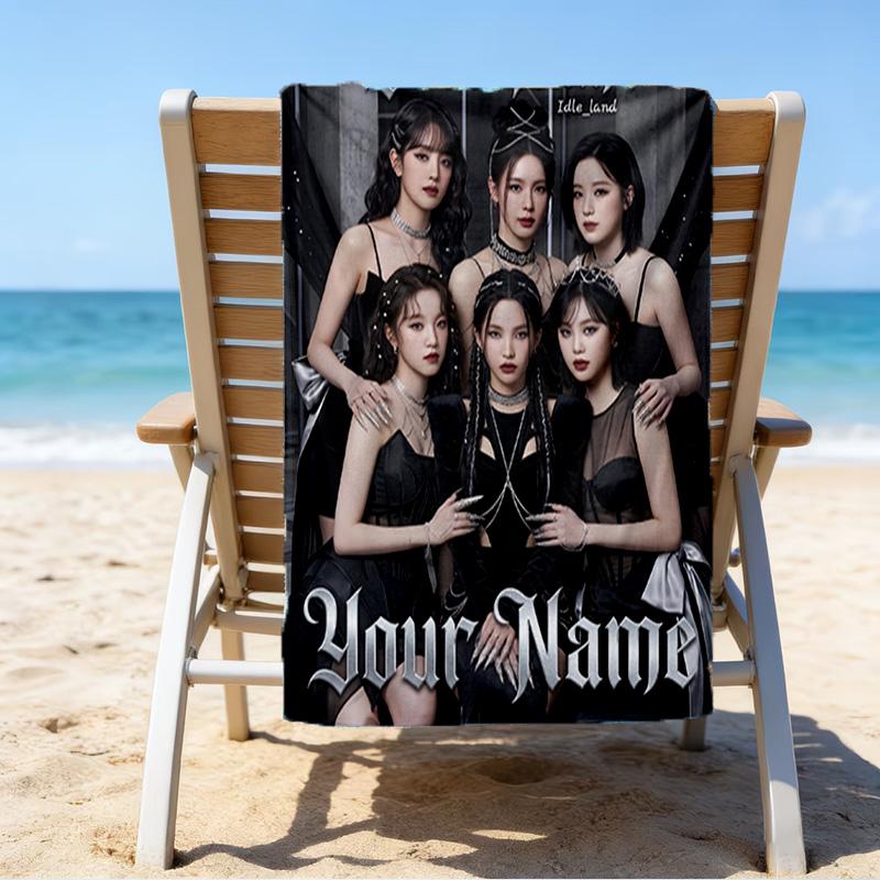 Custom Name Beach Towel Kpop idle Group Dynasty Beach Towel, Soft Microfiber, Gift for Her/Him, Birthday, for Pool, Beach, Travel, Fan gifts