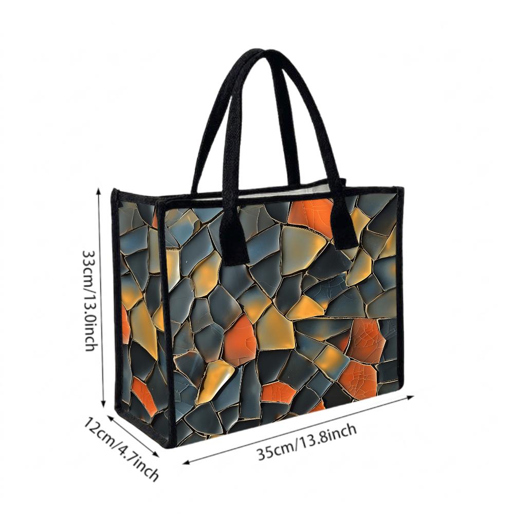 Mosaic Pattern Tote Bag Fashion Casual Large Capacity Shoulder Handbag for Daily Use
