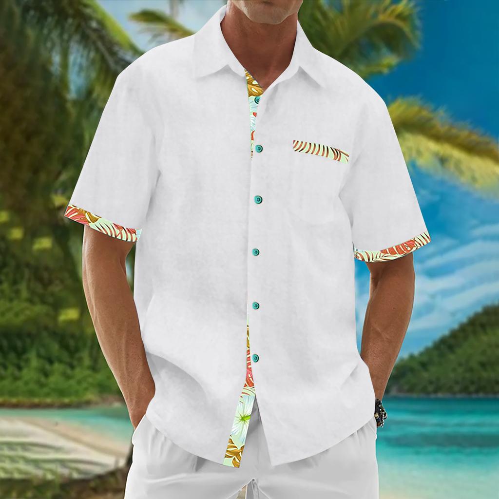 Гавайская рубашка для мужчин, мужские винтажные рубашки для боулинга на пуговицах, летняя пляжная рубашка с коротким рукавом