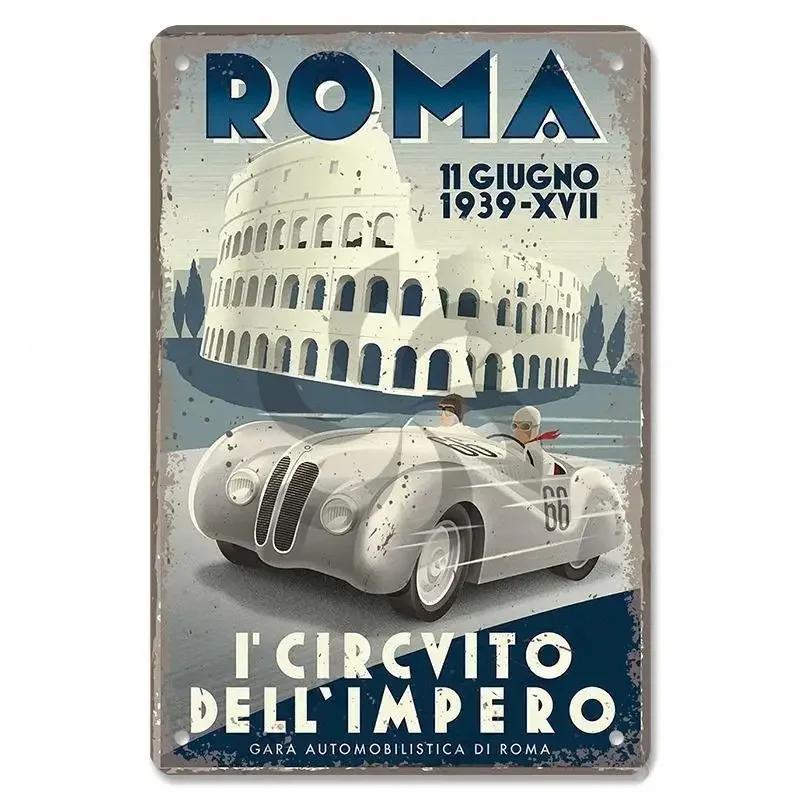 Metal Tin Signs Racing Car Plaque Metal Poster F1 Racetrack Nostalgic Vintage Metal Wall Art Decor for Garage Racing Club Home