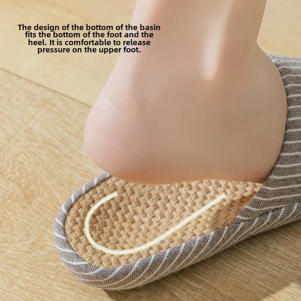 Летние льняные тапочки Jingshilu: Бесшумные домашние сандалии в японском стиле для пар