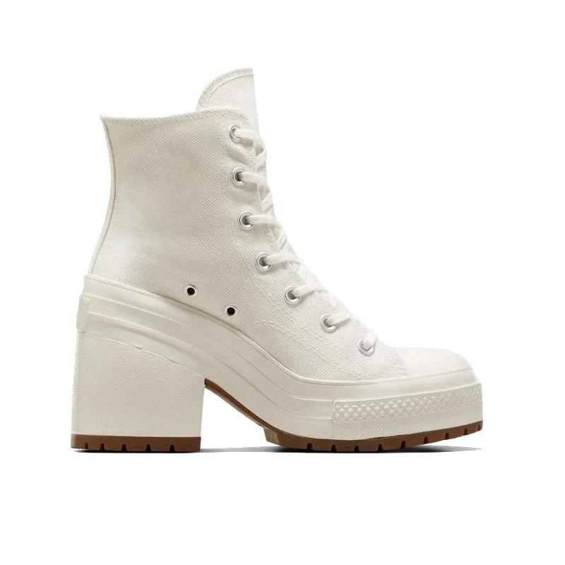 Модные женские высокие парусиновые туфли, модные ботильоны на шнуровке с высоким каблуком и платформой, классические повседневные уличные кроссовки, большие размеры 36-42