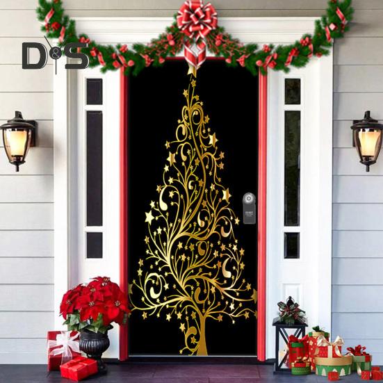 Рождественская накладка на дверь Санта-Клаус/Рождественская елка/Снеговик, подвесной баннер на дверь, декор для украшения входной двери