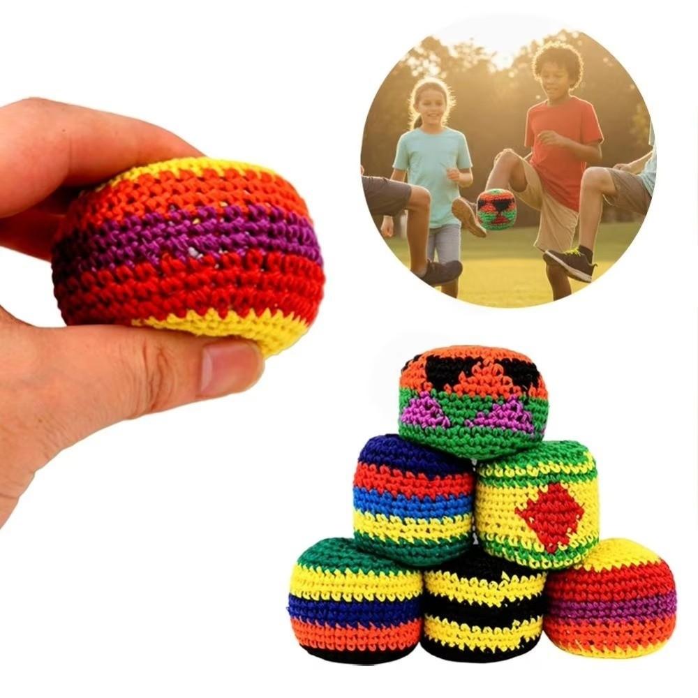 1/3/6/12Pcs Geometric Pattern Foot Bag Crochet Balls Multicolored Magic Juggling Balls Children