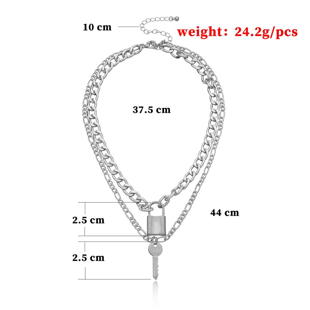 Key Lock Shaped Padlock Multi Layer Jewelry Clavicle Chain Fashion Accessories Necklaces Pendants