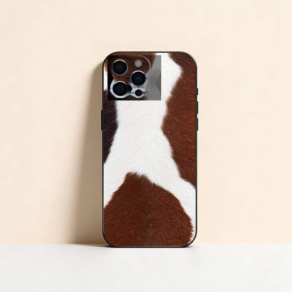 Коричнево-белая корова Чехол для телефона Силиконовый Мягкий Для IPhone 17 16 15 14 13 12 11 X XR Plus Pro Max Plus