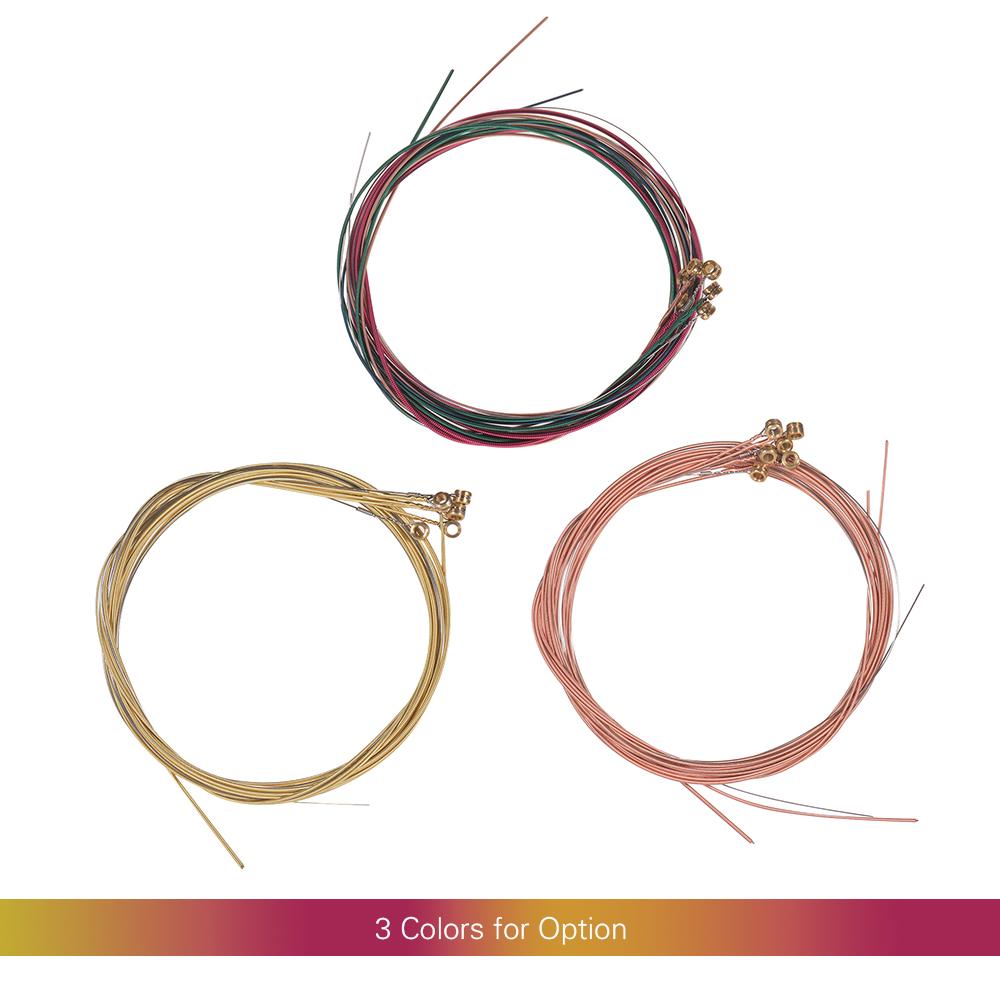 Набор струн для акустической народной гитары, стальной сердечник, обмотка из медного сплава, 6 шт./компл.