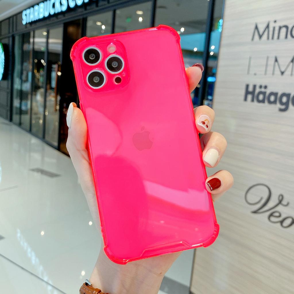 Применимо к iPhone 14 четырехсторонний противоударный флуоресцентный чехол креативный цвет прозрачный однотонный противоударный чехол для мобильного телефона Apple 15PROMAX