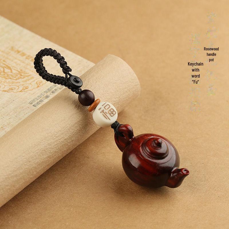 Подвеска-брелок в виде чайника из розового дерева для мужчин и женщин - небольшие ручные украшения