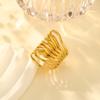 Irregular Texture Wave Opening Ring,Gold Color Stainless Steel Geometric Rings,Women's Jewelry Accessories Gifts