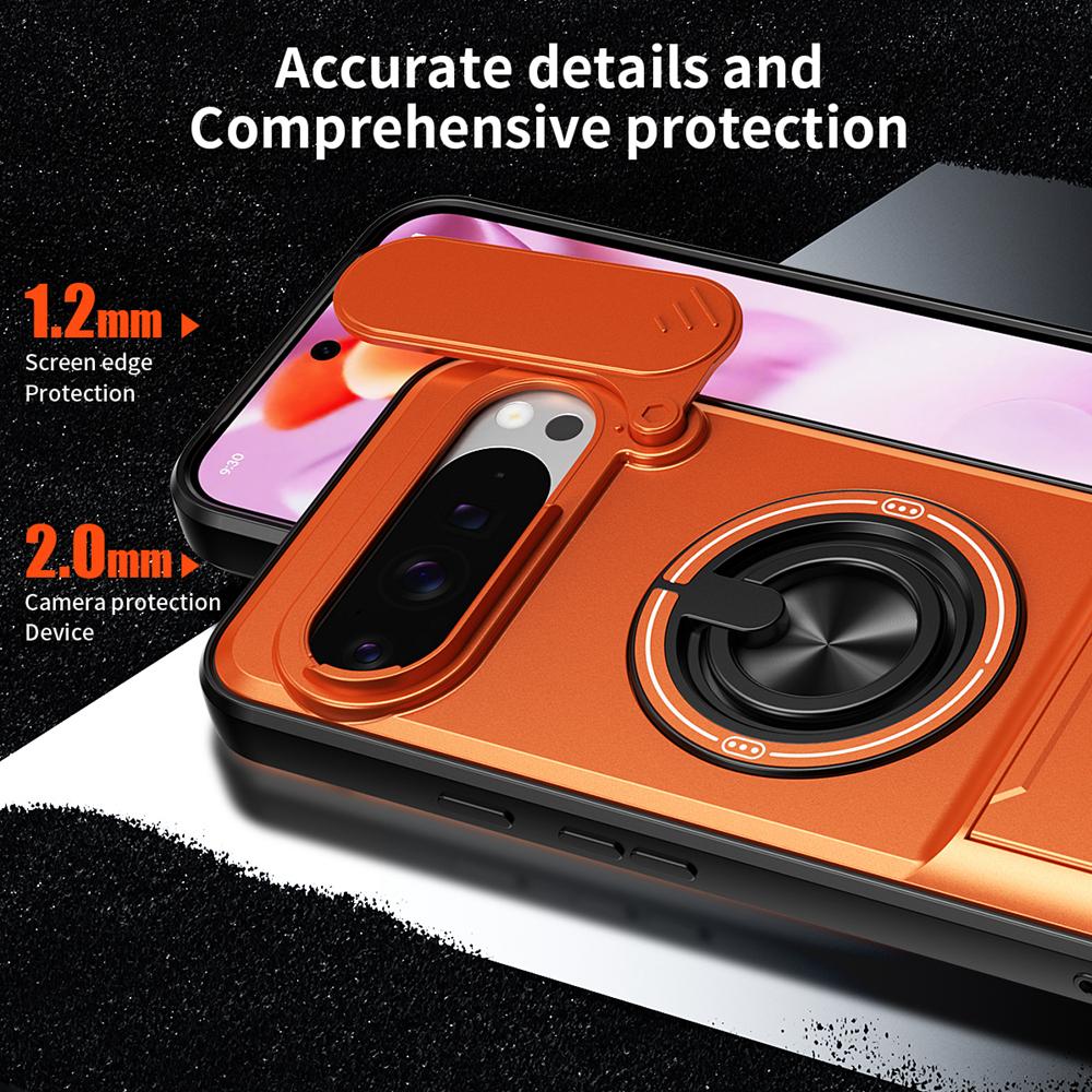 KEYSION Магнитный чехол для телефона Google Pixel 9 10 Pro XL 10 9 Pro Защита камеры сдвижной крышкой Вертикальная подставка Кольцо 360° Ударопрочный чехол