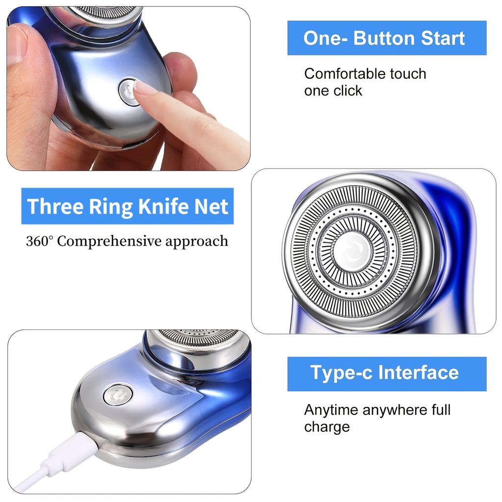 Electric Razor for Men, Mini Electric Shaver for Men - Portable Shaving USB Rechargeable Beard Trimmer for Home, Travel, Business, Holiday Gift