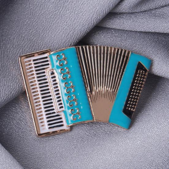 Accordion Brooch Drop Oil Musical Instrument Corsage Ladies Coat Suit Buckle
