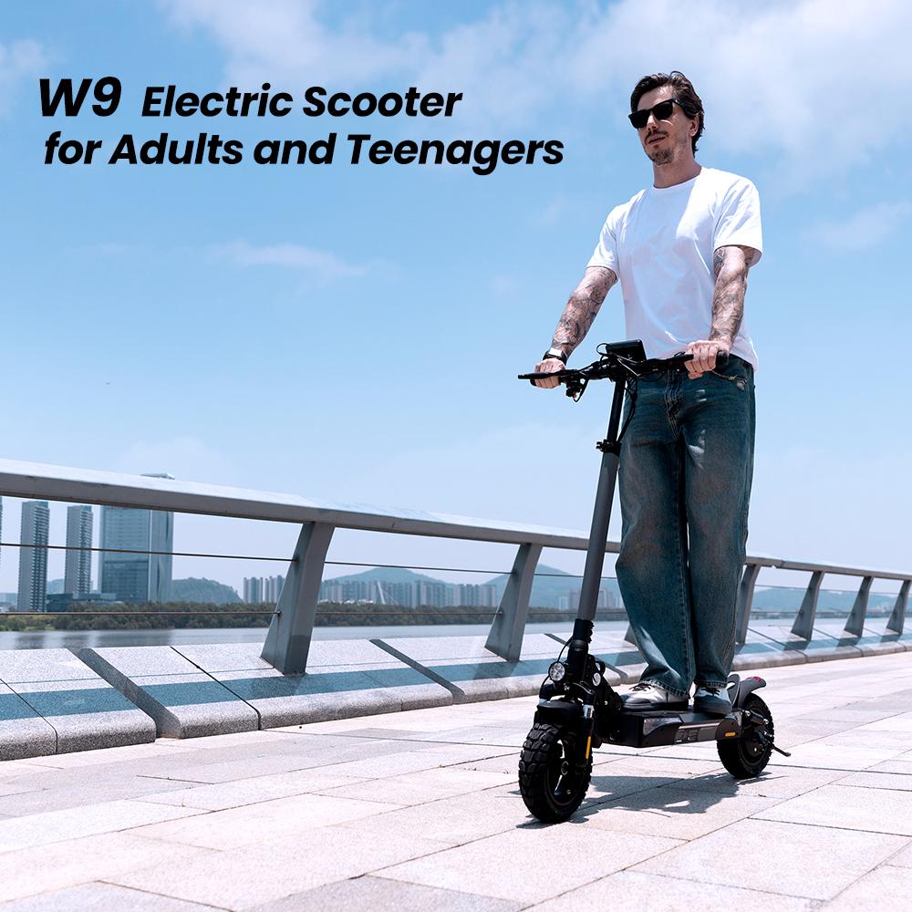 iScooter W9 Adult Electric Scooter, 48 V 14 Ah 1000 W, 45 Km/h, 45 Km Range, Dual Shock Absorbers, Disc Brakes, Electronic Brakes
