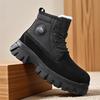 Men's Ankle Boots Genuine Leather Short Boots Retro Snow Boots Warm Casual Plush Shoes