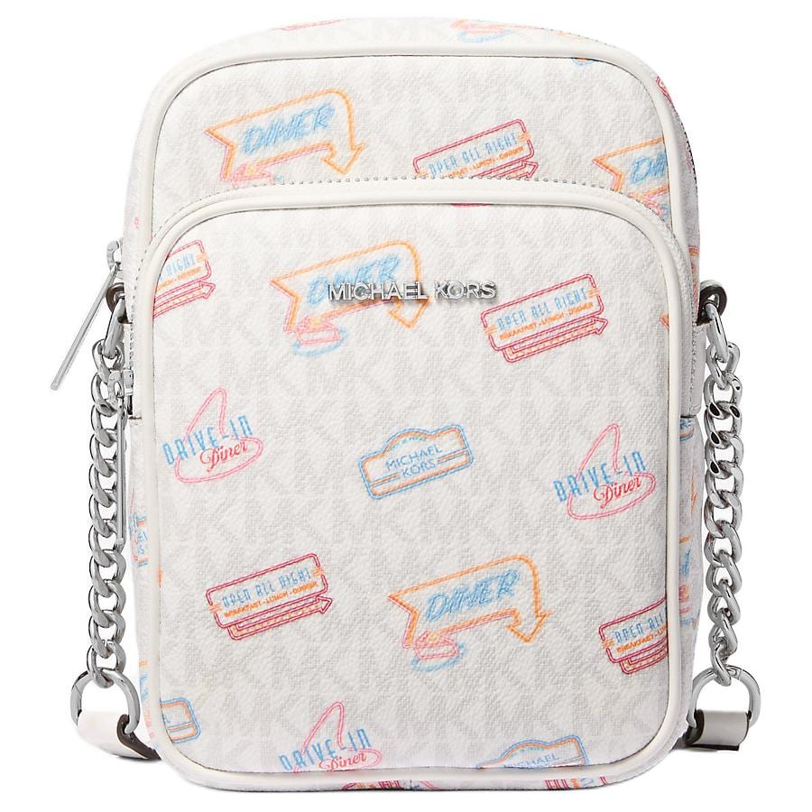 MICHAEL KORS Jet Set Coated Canvas Crossbody Bags Medium Women's White 35T5STVC2I-OPTIC WHITE