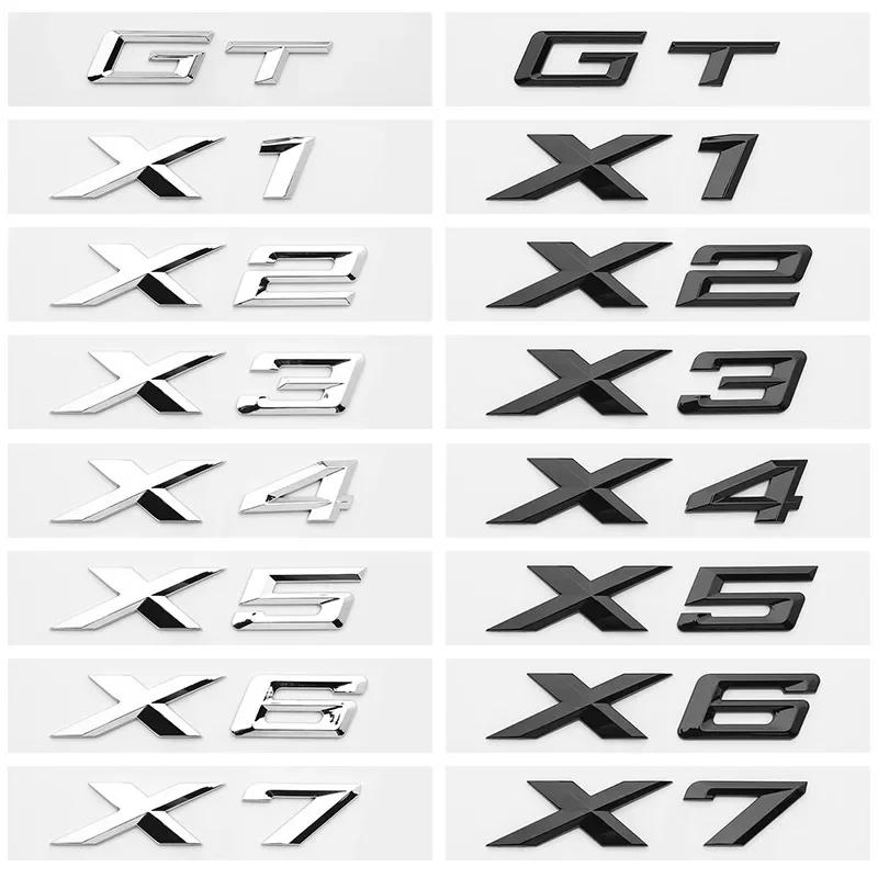 For BMW X1 X2 X3 X4 X5 X6 X7 GT Logo Rear Trunk Emblem Badge 3D ABS Chrome Black Car Sticker Decals Car Styling Accessories xk8