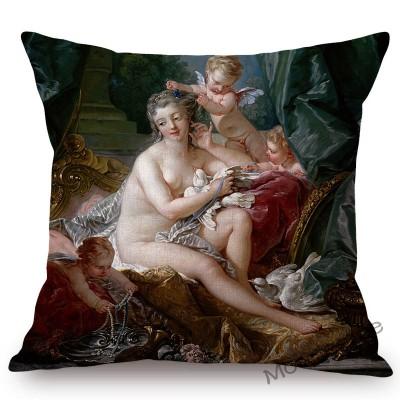 French Royal Painting Francois Boucher Ancient Greek Myth Venus Cupid Angels Floral Retro Decor Throw Pillow Case Cushion Cover