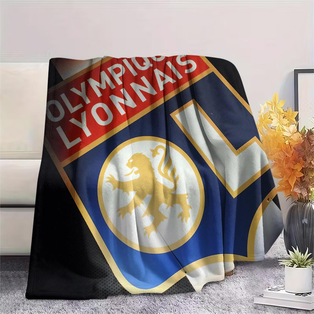 Olympique Lyonnais Football Team,pattern Flannel Blanket, High quality Comfortable for All Seasons, Home Decor, Warmth and Comfort, Perfect for Gifts.
