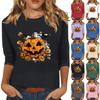 Women's Fashion Casual Three-quarter Sleeve Halloween Printed Round Neck Top