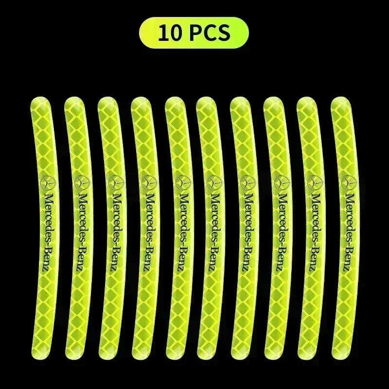 Luminous Car Wheel Hub Stickers High Reflective Stripe Tape for Mercedes Benz W203 W204 W205 W206 W212 W213 W222 W223 E300 C200 DQRST1