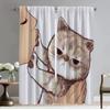 Cat Tulle for Bedroom Anti-mosquito Curtains 2 Pieces Blackout Curtain for Room 2 Panel Halloween Decoration Partition Shades