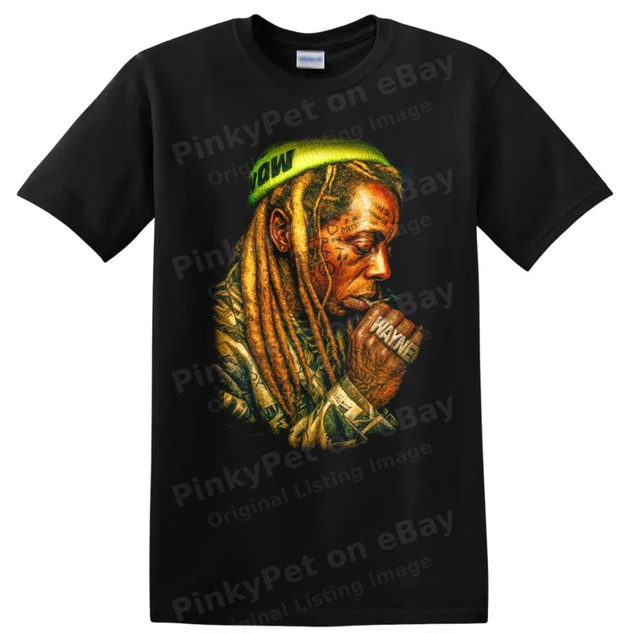 Футболка с абстрактным акварельным портретом Lil Wayne в стиле хип-хоп, фанатское искусство