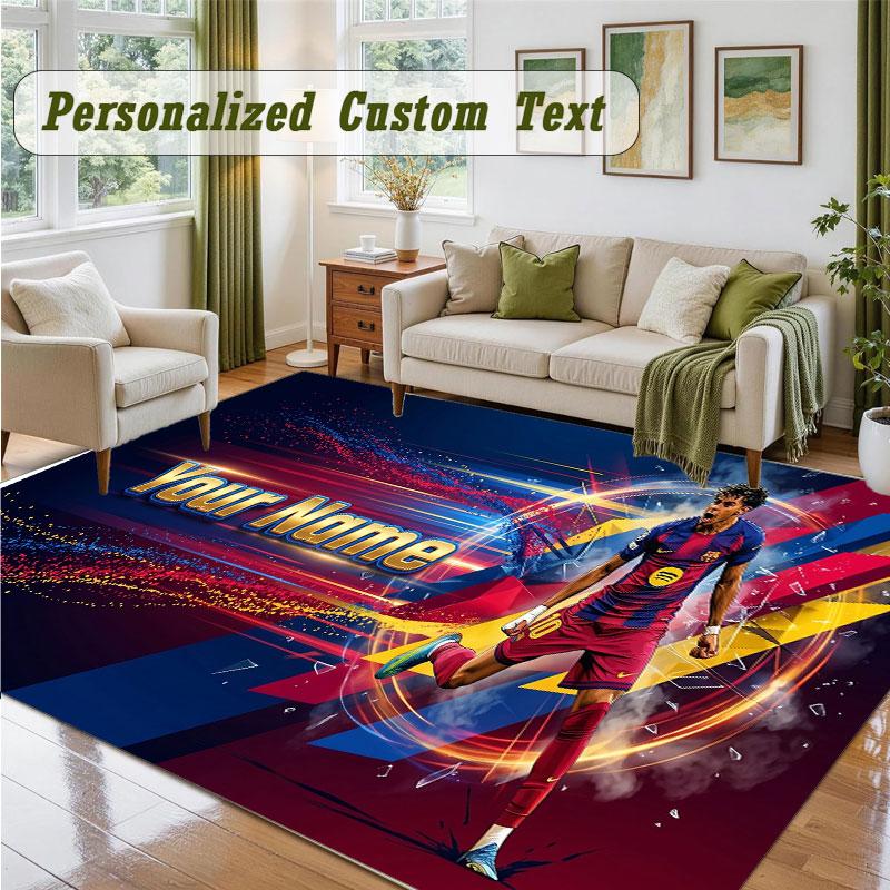 Crystal Velvet Square Rug Custom NameLamine Yamal Pattern Non Slip Home Floor Decor Rug