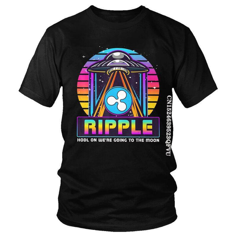 Mens Ripple XRP HODL On We Are Going To The Moon T Shirts Vaporwave Bitcoin Tshirt Hip Hop T Shirt Cotton Oversized Tee Tops