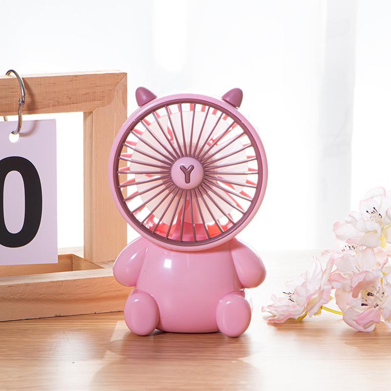 Creative Cartoon Rabbit Mini USB Desk Fan - Portable and Rechargeable for Dorm or Outdoors