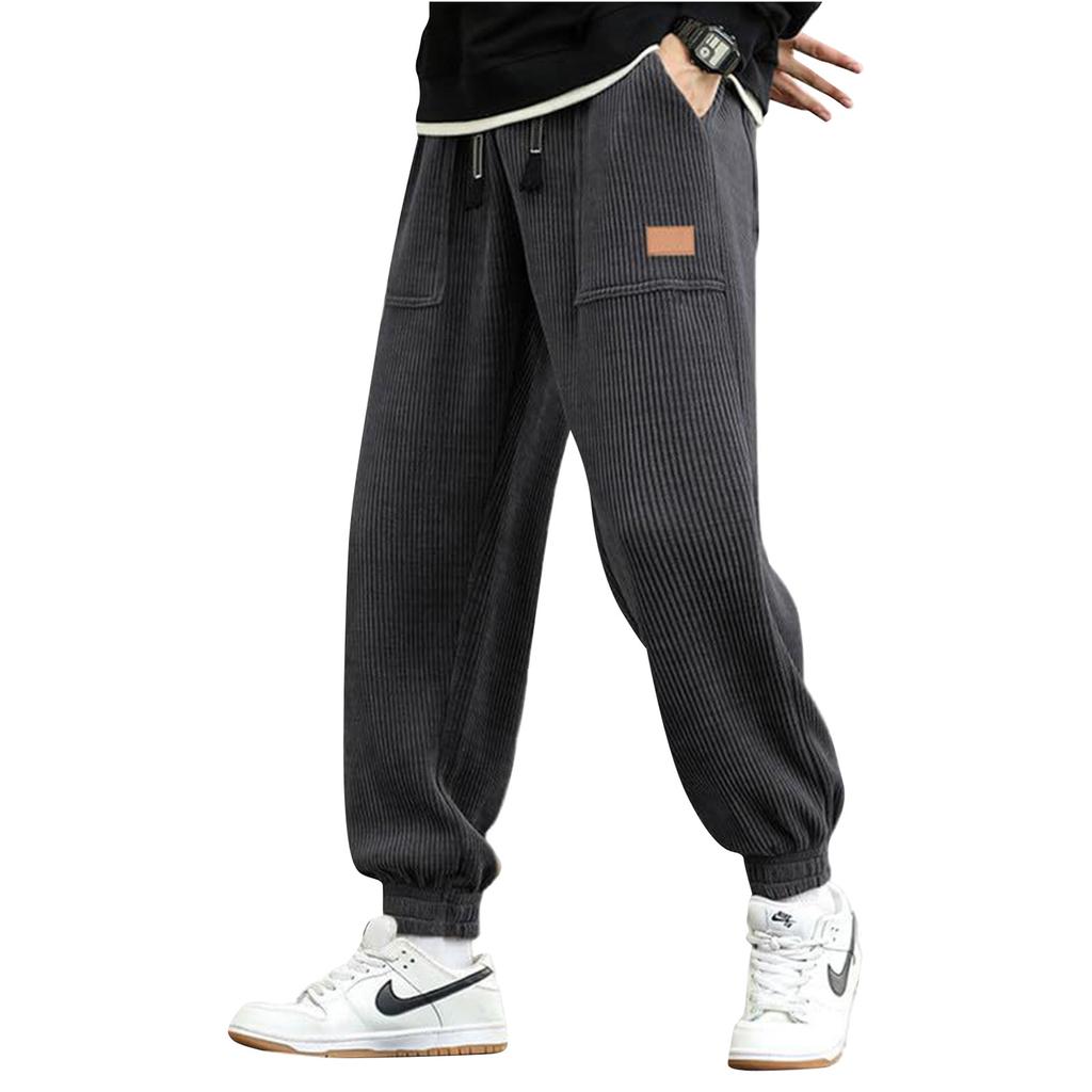 Мужские спортивные брюки, повседневные рабочие брюки, брюки с эластичным поясом на шнурке