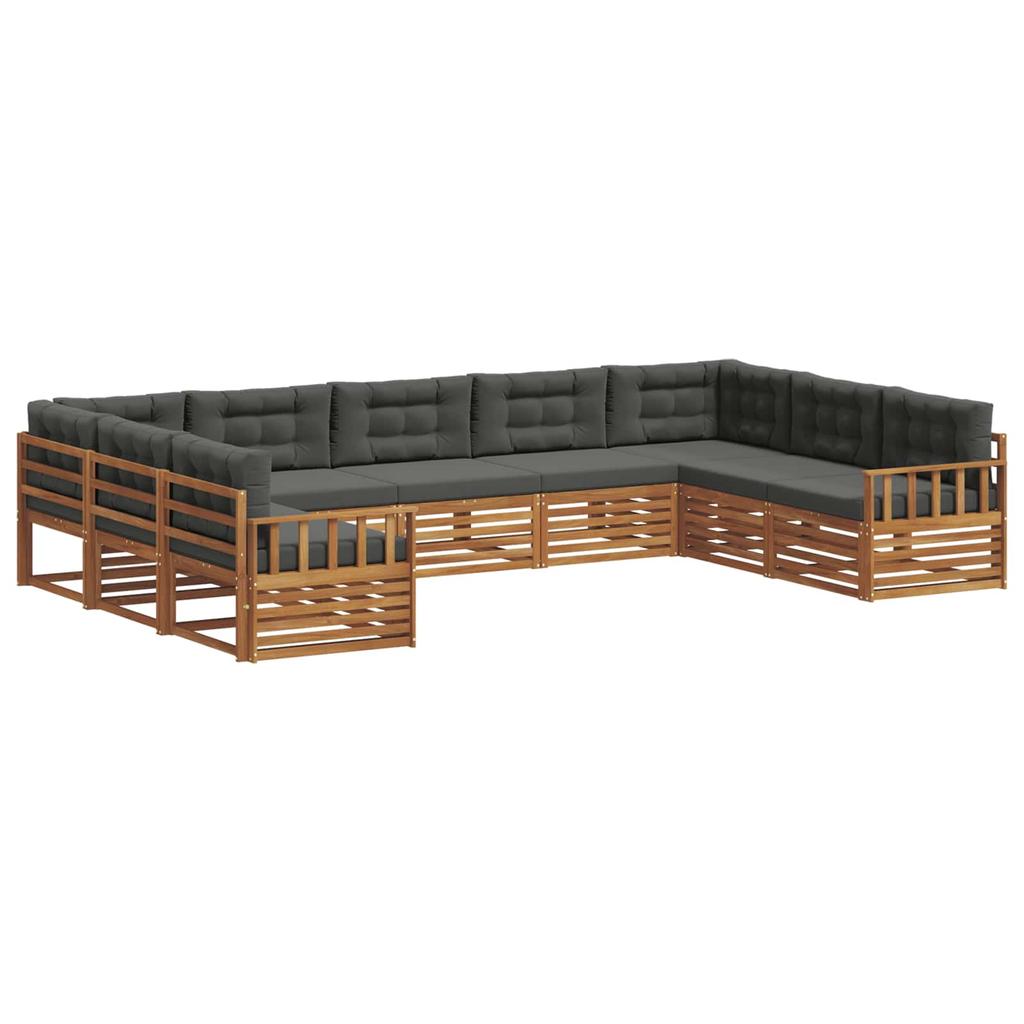 Outdoor Sofa Set with Cushions 9 pcs Natural and Anthracite