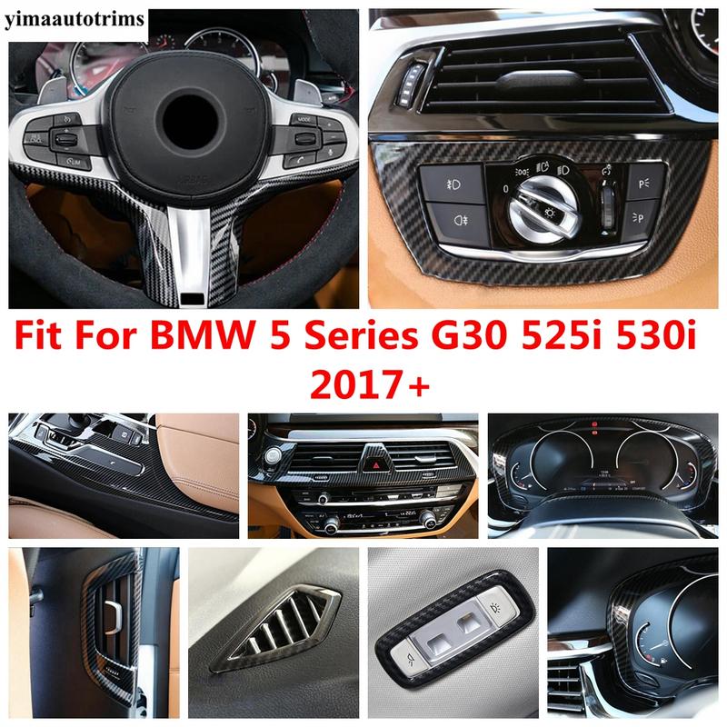 Steering Wheel/ Head Lamp / Gear Shift Panel / Dashboard Frame Cover Trim Accessories For BMW 5 Series G30 525i 530i 2017 -