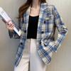 Женский осенний двубортный пиджак-пиджак винтажный свободный женский пиджак с карманами повседневная крутая верхняя одежда