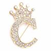 Crown 26 Initial Letters A To Z   Brooch Pins Women