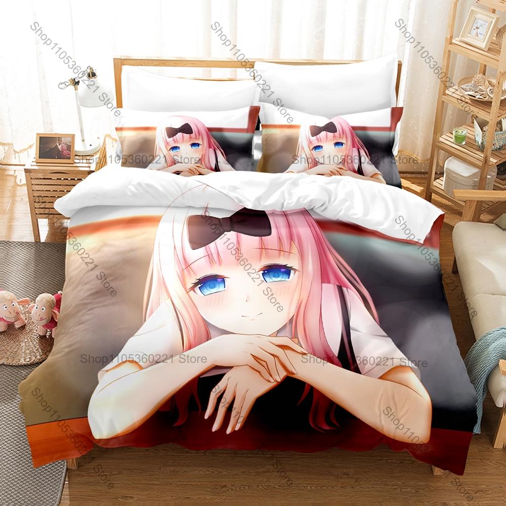 Крутой набор постельного белья из аниме Kaguya-sama Love is War 1 пододеяльник + 2 наволочки Синомия Кагуя Декор спальни студсовета