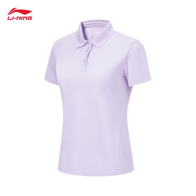 Li-Ning Женская спортивная футболка-поло с коротким рукавом и логотипом APLU256