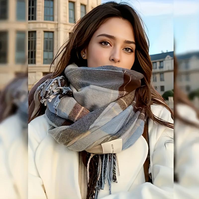 New Style Melard Scarf for Women, Suitable for Autumn And Winter, Korean Version, Versatile High-End Checkered Shawl, Couple'S Neck Warmer for Men