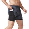 Мужские спортивные шорты с эластичной резинкой на талии, двухслойные спортивные шорты с несколькими карманами, быстросохнущие шорты с защитой от воздействия на эластичной подкладке
