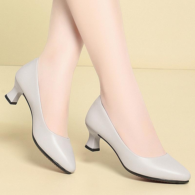 Туфли стюардессы женские черные кожаные туфли маленький каблук профессиональные деловые рабочие туфли платье средний каблук собеседование женские туфли