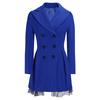 Women Flare Double Breasted Trench Jacket Ladies Long Lapel Outwear Peacoat