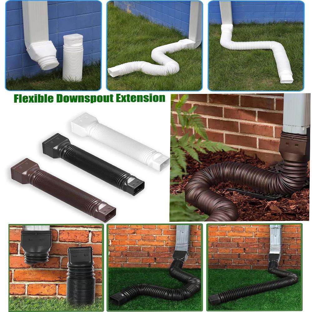 Drain Away Downspout Extender Rain Gutter Downspout Extension Flexible PE Extendable Drain Away Extender for Outdoor Villa Round